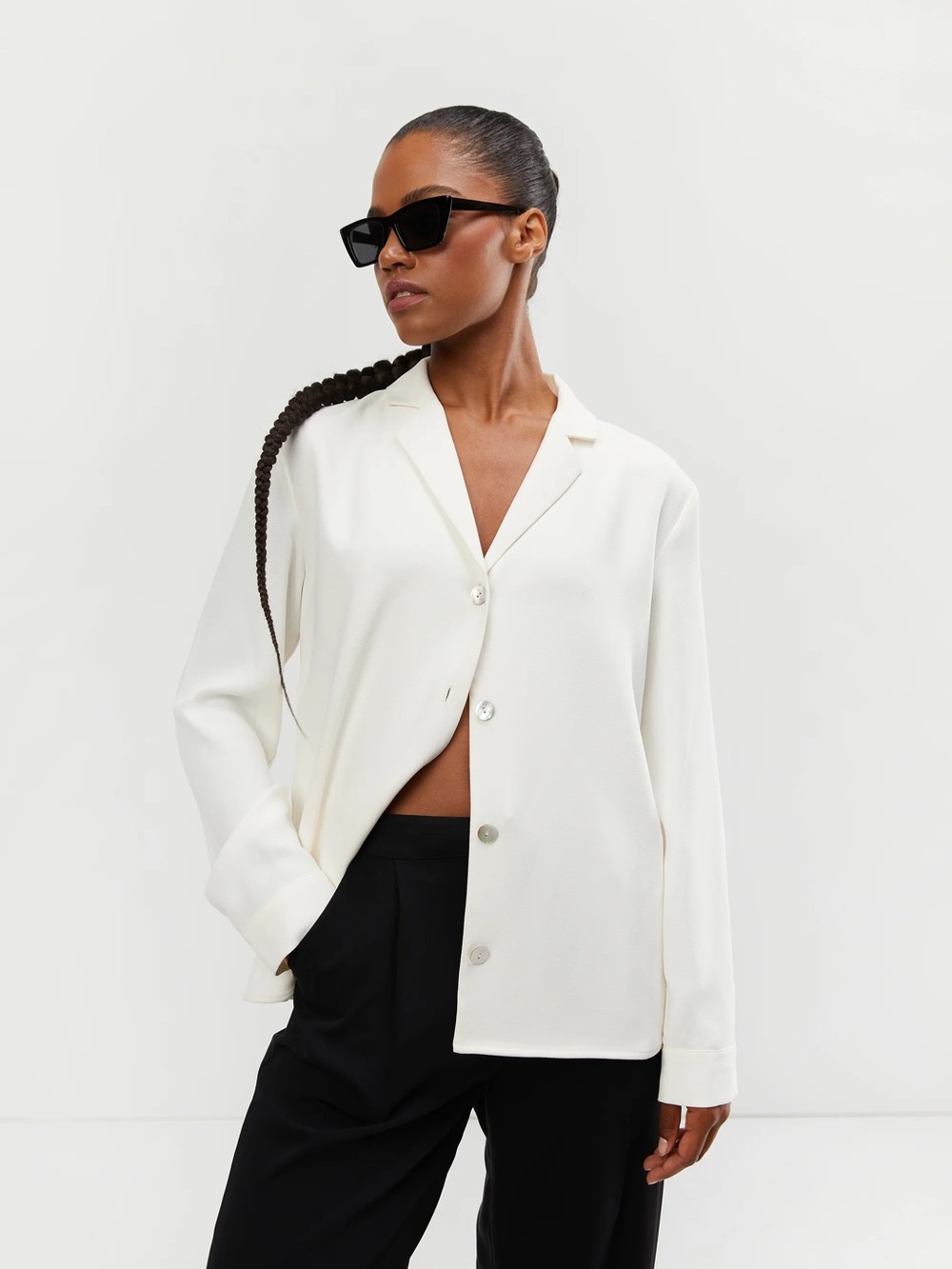 Oak + Fort White Button Up Blouse